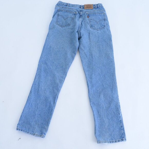 Vintage 90s Levi's 619 Straight Leg Light Stone Wash Blue Denim Jeans - Size 33 - Picture 1 of 16